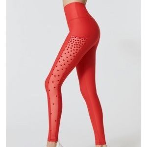 Red Mesh Heart Beach Riot Sport Leggings